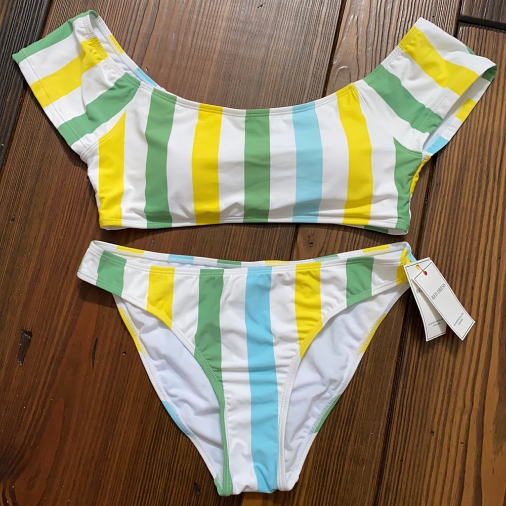Envy’s Green and Yellow Cap Sleeve Bikini Top and Bottom